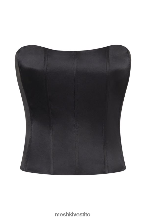 Meshki top corsetto con lacci amaya vestiario nero 6L048P995