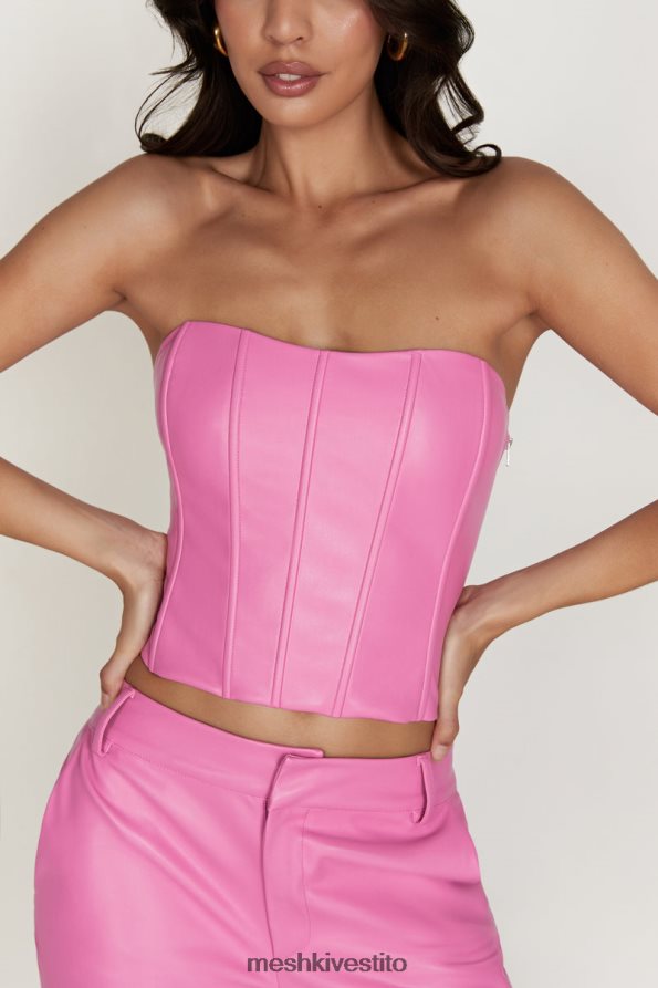 Meshki top corsetto in ecopelle linea lunga Matilda vestiario rosa Rosa 6L048P1036