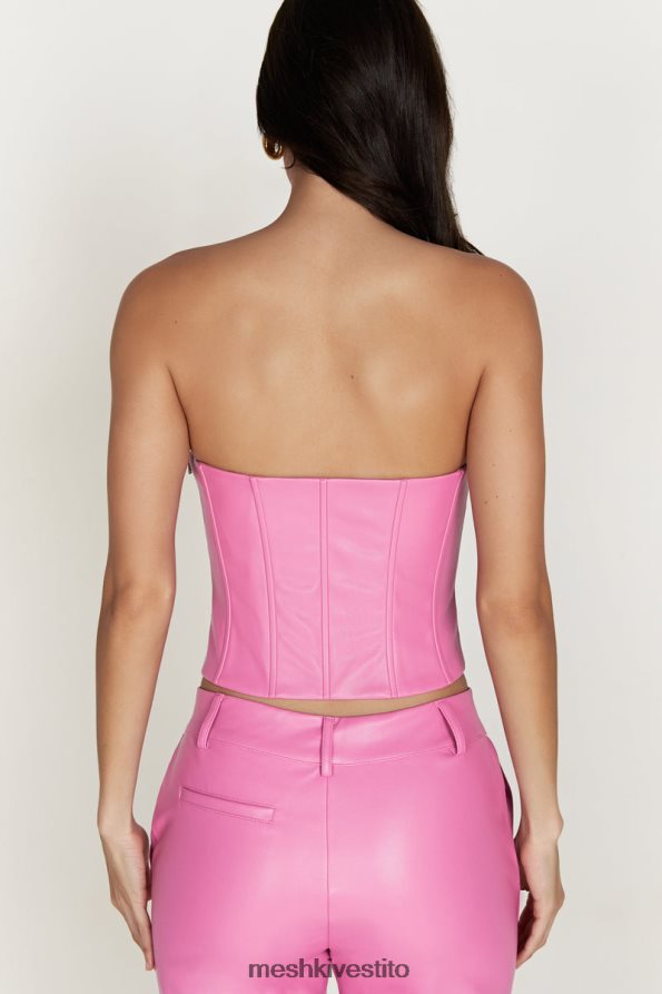 Meshki top corsetto in ecopelle linea lunga Matilda vestiario rosa Rosa 6L048P1036