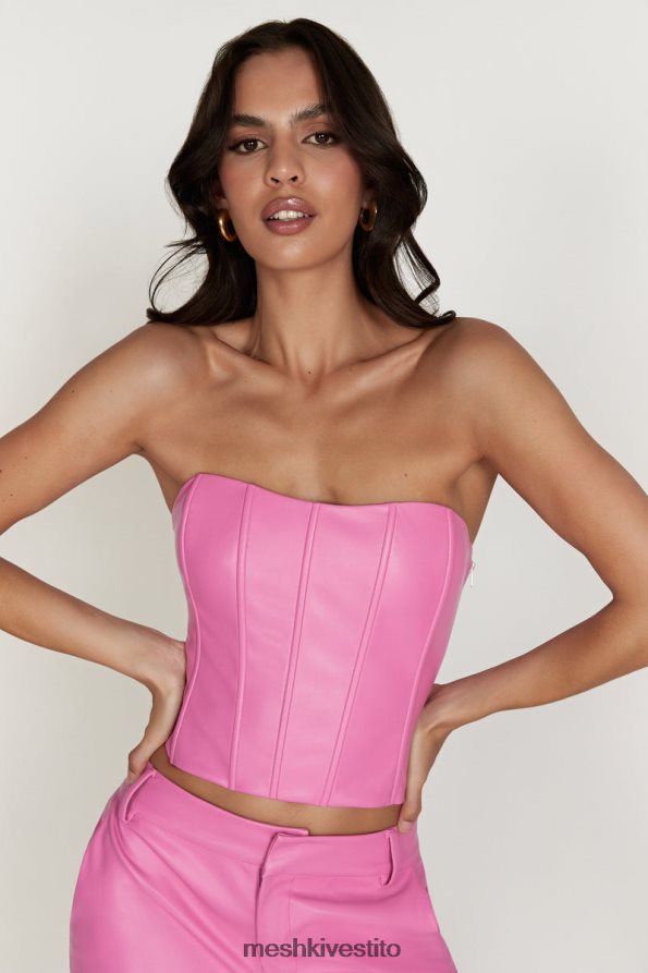 Meshki top corsetto in ecopelle linea lunga Matilda vestiario rosa Rosa 6L048P1036