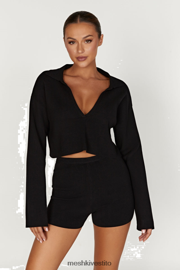 Meshki Maglione lavorato a maglia con colletto di Lennox vestiario nero 6L048P913