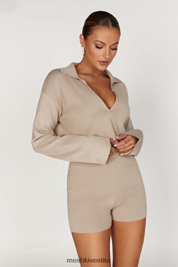 Meshki Maglione lavorato a maglia con colletto di Lennox vestiario tortora 6L048P893
