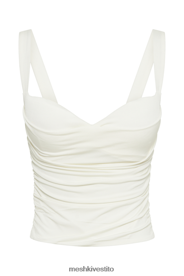 Meshki Hailey top attillato a forma di cuore lungo vestiario avorio 6L048P759