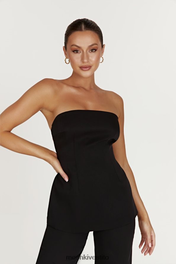 Meshki Top Astrid senza spalline con allacciatura sul retro vestiario nero 6L048P862
