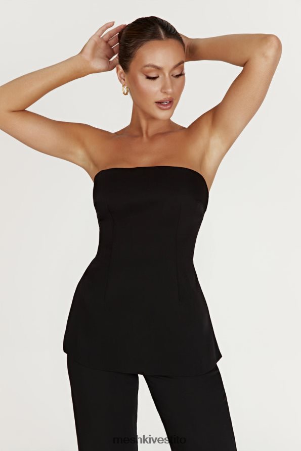 Meshki Top Astrid senza spalline con allacciatura sul retro vestiario nero 6L048P862