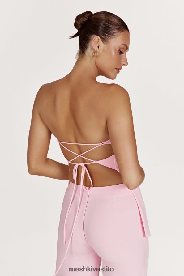 Meshki Top Astrid senza spalline con allacciatura sul retro vestiario rosa cipria 6L048P892