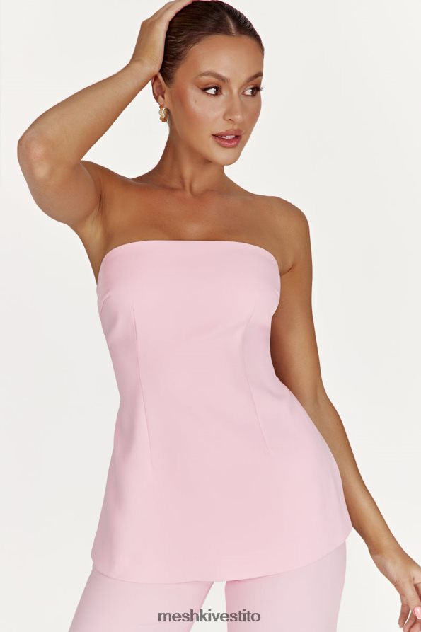 Meshki Top Astrid senza spalline con allacciatura sul retro vestiario rosa cipria 6L048P892