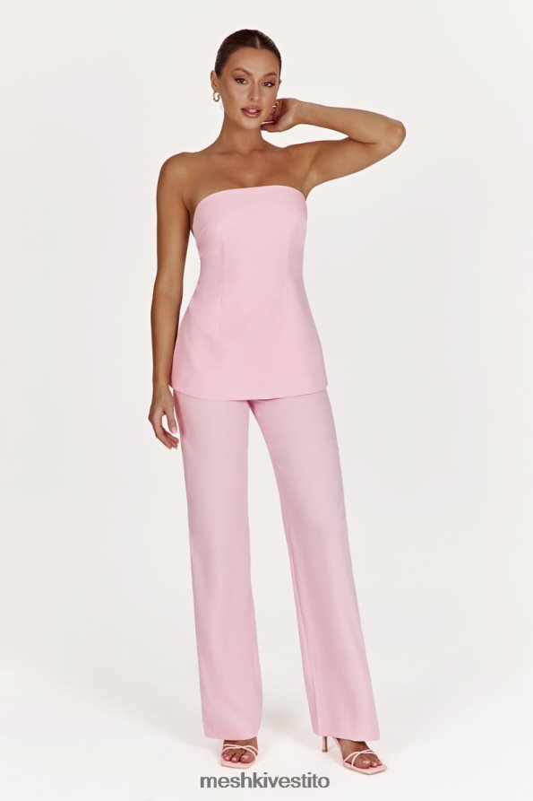 Meshki Top Astrid senza spalline con allacciatura sul retro vestiario rosa cipria 6L048P892
