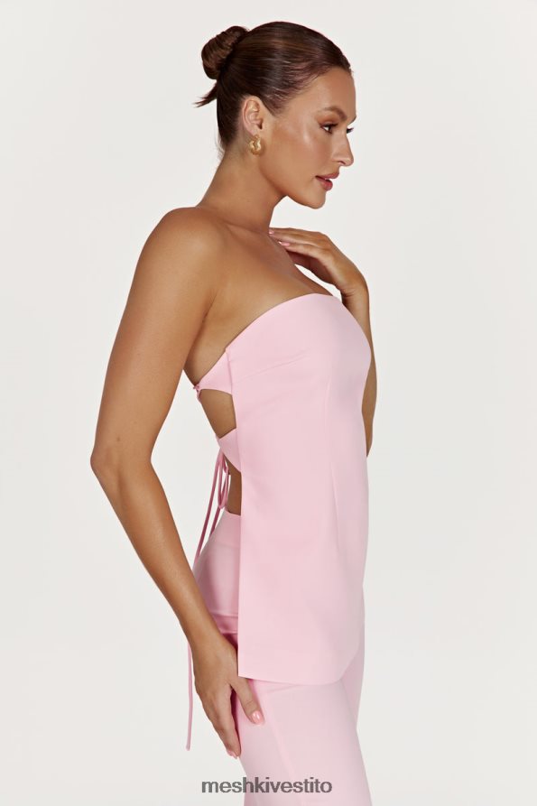 Meshki Top Astrid senza spalline con allacciatura sul retro vestiario rosa cipria 6L048P892