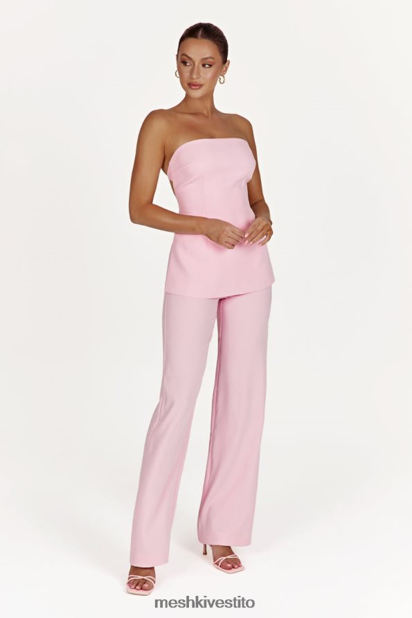 Meshki Top Astrid senza spalline con allacciatura sul retro vestiario rosa cipria 6L048P892
