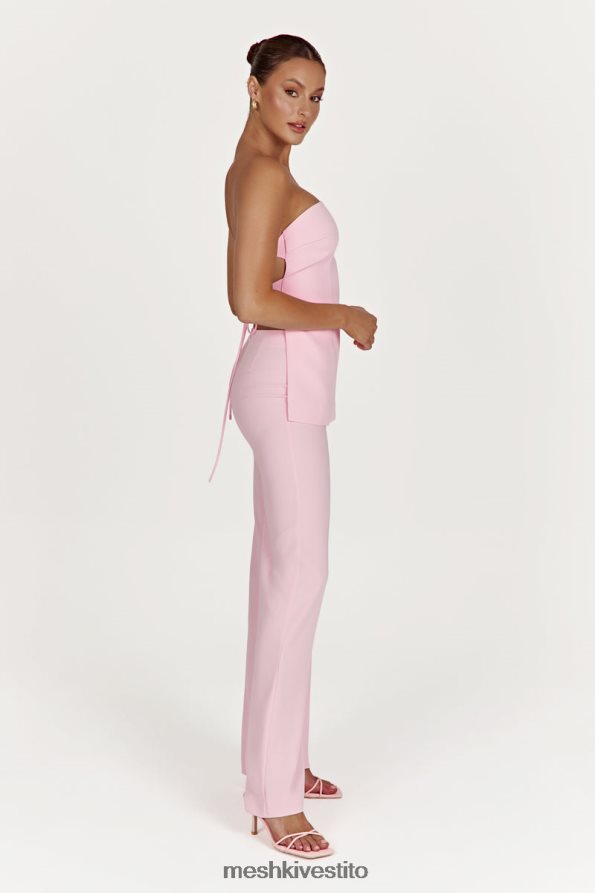 Meshki Top Astrid senza spalline con allacciatura sul retro vestiario rosa cipria 6L048P892