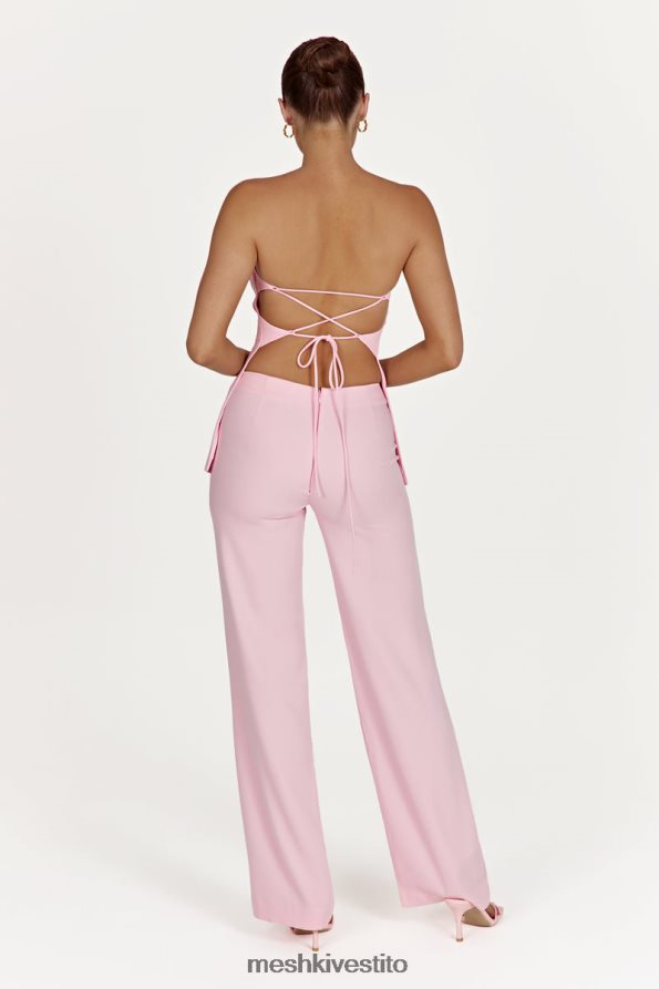 Meshki Top Astrid senza spalline con allacciatura sul retro vestiario rosa cipria 6L048P892