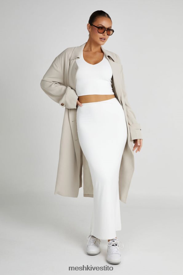 Meshki Top Olympia in nylon riciclato con scollo a V vestiario bianco 6L048P799