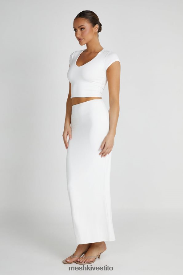 Meshki Top Olympia in nylon riciclato con scollo a V vestiario bianco 6L048P799