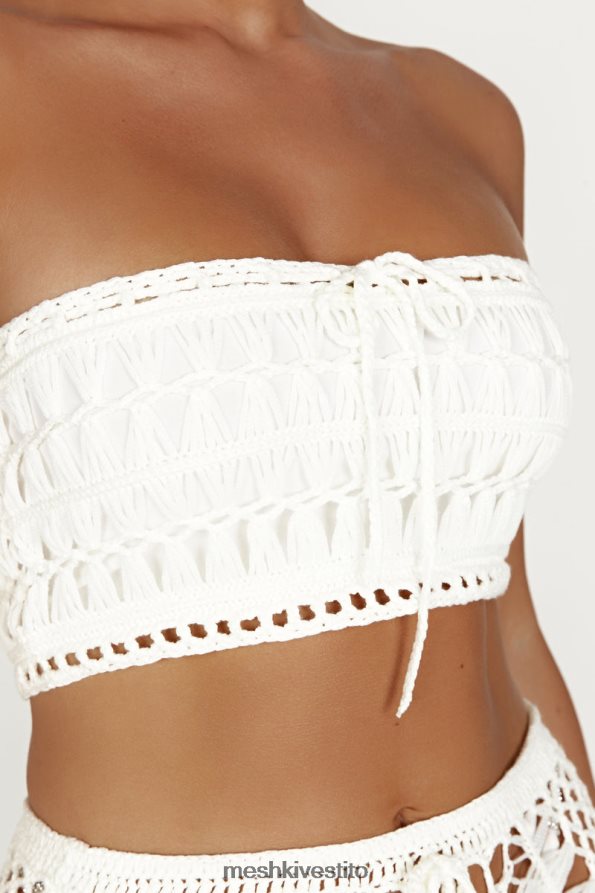 Meshki Top a fascia all\'uncinetto di Bonnie vestiario bianco 6L048P864