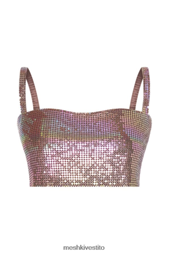 Meshki Top a fascia in rete luminosa Lianne vestiario viola iridescente 6L048P989