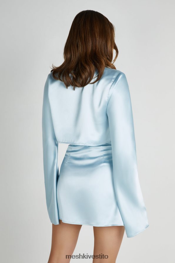 Meshki Top a maniche lunghe in raso Elaine vestiario blu artico 6L048P835