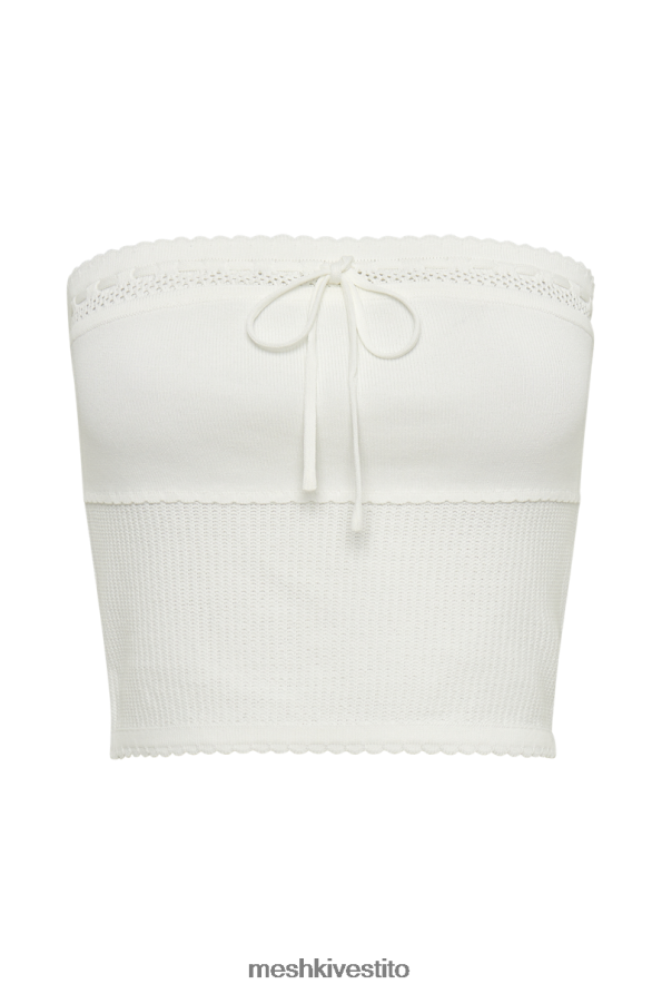 Meshki Top a tubo in maglia waffle Kyra vestiario bianco 6L048P780