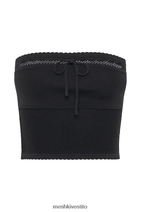Meshki Top a tubo in maglia waffle Kyra vestiario nero 6L048P804
