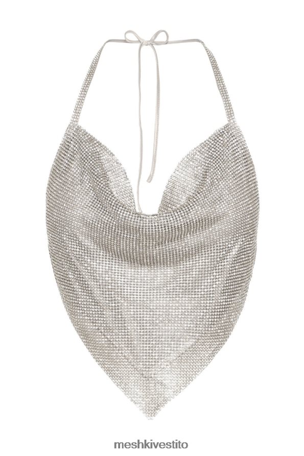 Meshki Top allacciato al collo con scollo ad anello Daphne Diamante vestiario argento 6L048P811