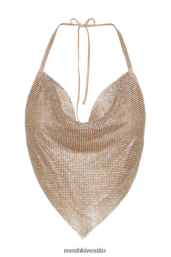 Meshki Top allacciato al collo con scollo ad anello Daphne Diamante vestiario oro 6L048P785