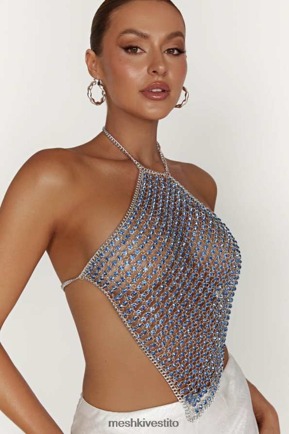 Meshki Top allacciato al ginocchio asteria diamante vestiario blu polvere 6L048P959