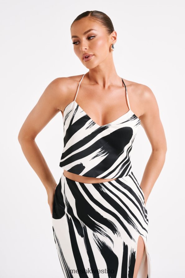 Meshki Top allacciato alla caviglia con stampa Felicia vestiario stampa astratta 6L048P753