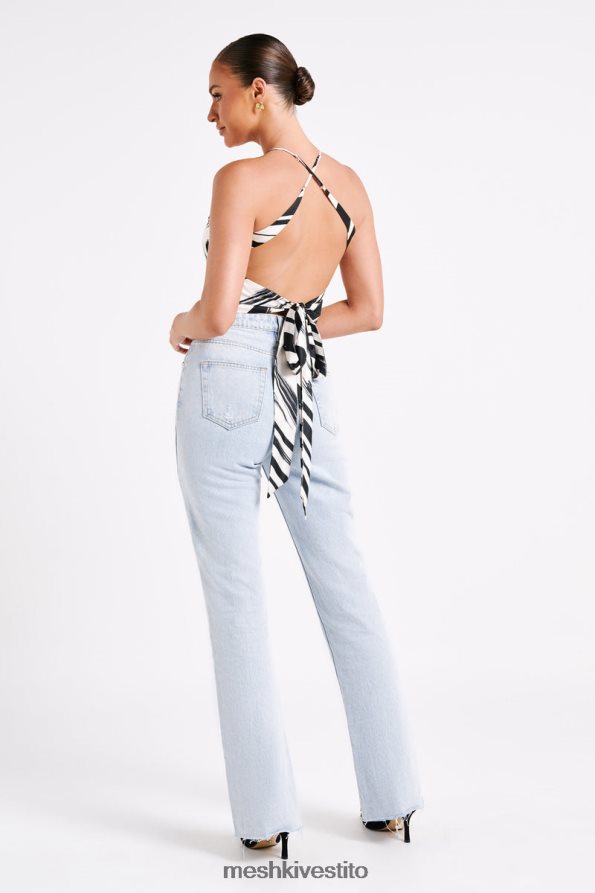 Meshki Top allacciato alla caviglia con stampa Felicia vestiario stampa astratta 6L048P753