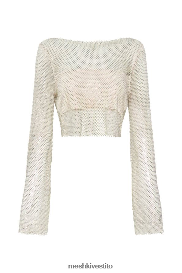 Meshki Top con cappuccio in rete Hilton Diamond vestiario crema 6L048P813