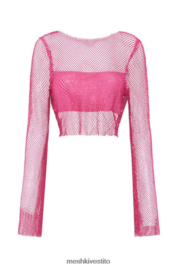 Meshki Top con cappuccio in rete Hilton Diamond vestiario rosa Rosa 6L048P969