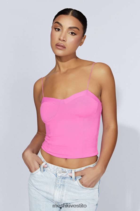 Meshki Top con spalline sottili Kaitlyn Sweetheart vestiario rosa gomma da masticare 6L048P977