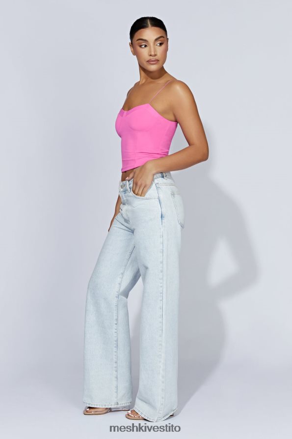 Meshki Top con spalline sottili Kaitlyn Sweetheart vestiario rosa gomma da masticare 6L048P977