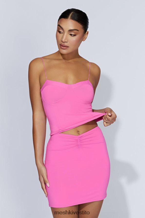 Meshki Top con spalline sottili Kaitlyn Sweetheart vestiario rosa gomma da masticare 6L048P977
