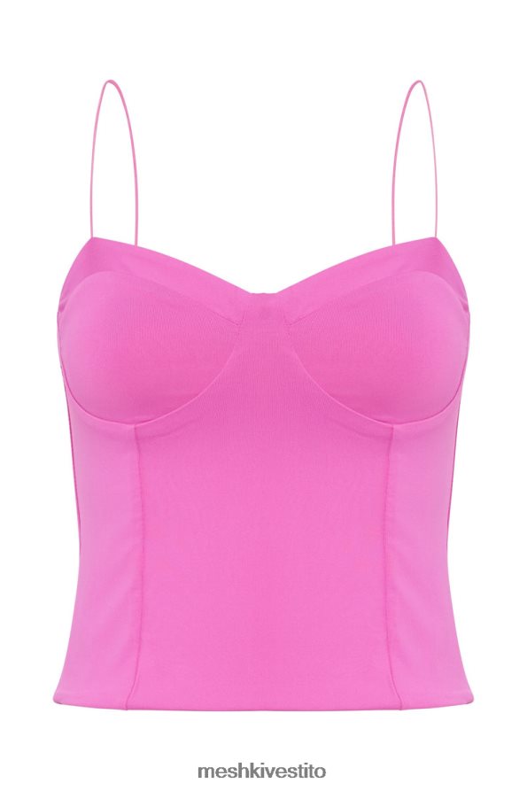 Meshki Top con spalline sottili Kaitlyn Sweetheart vestiario rosa gomma da masticare 6L048P977