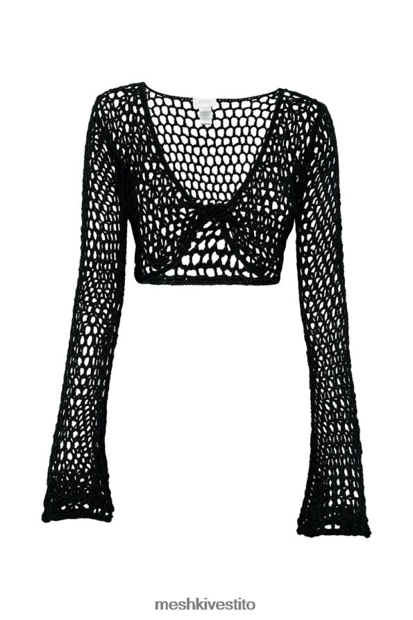 Meshki Top corto all\'uncinetto intrecciato di Hallie vestiario nero 6L048P1133