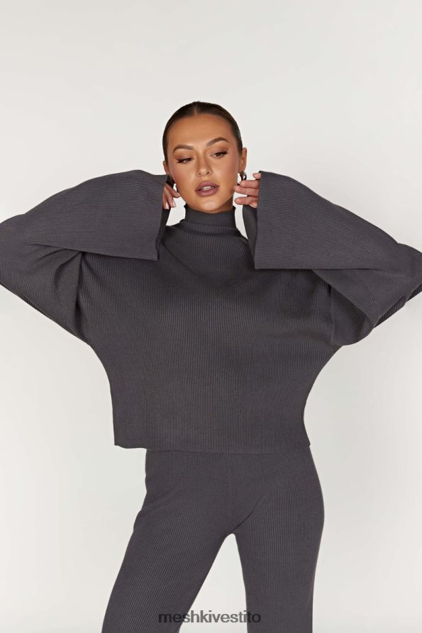 Meshki Top in maglia a collo alto Winona vestiario carbone 6L048P905