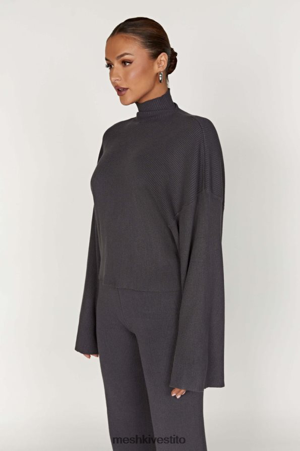 Meshki Top in maglia a collo alto Winona vestiario carbone 6L048P905