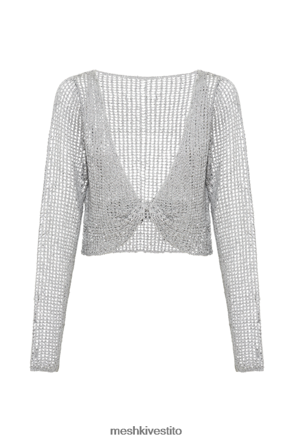 Meshki Top intrecciato all\'uncinetto con paillettes Catalina vestiario argento 6L048P965