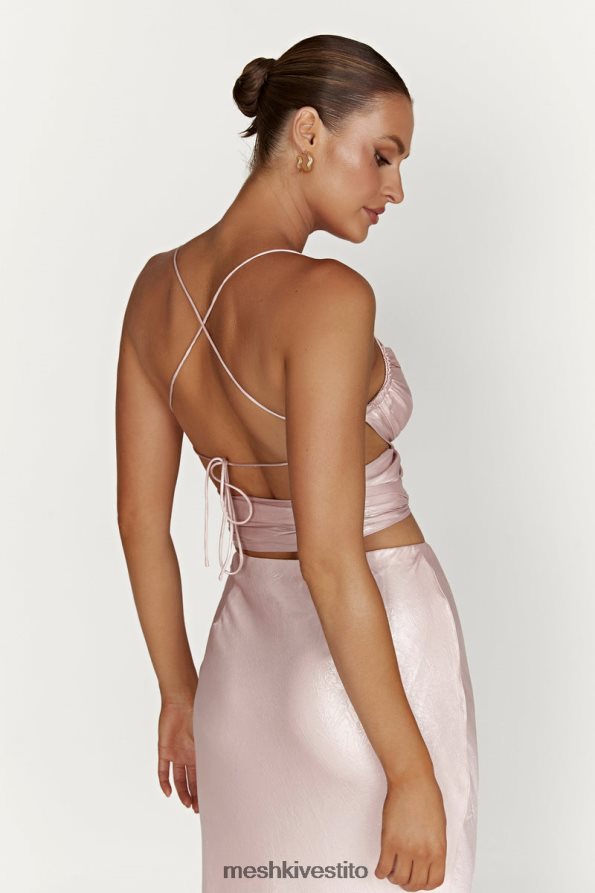 Meshki georgie avvolgente sopra la cravatta vestiario rosa cipria 6L048P958