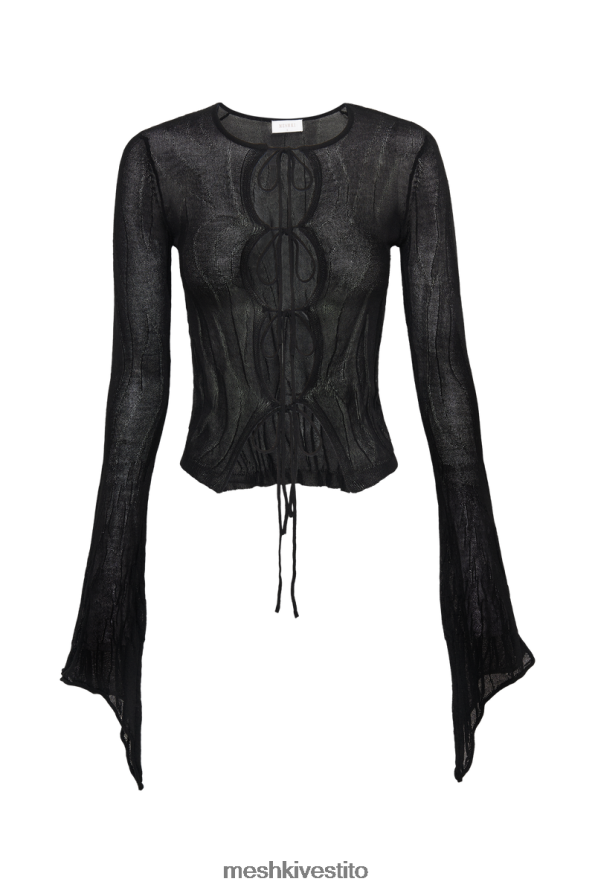 Meshki top Akari in maglia con maniche svasate vestiario nero 6L048P830