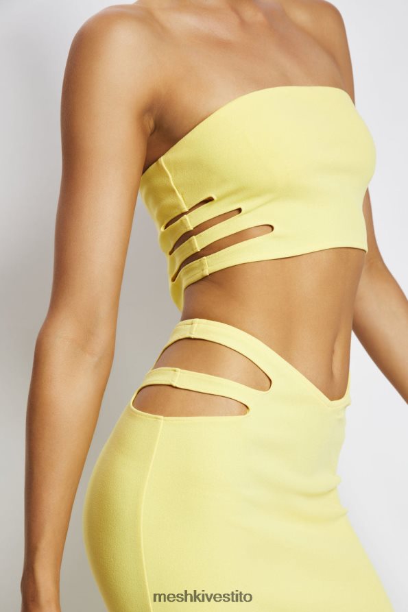 Meshki top a fascia con cut-out di audrina vestiario giallo 6L048P1190
