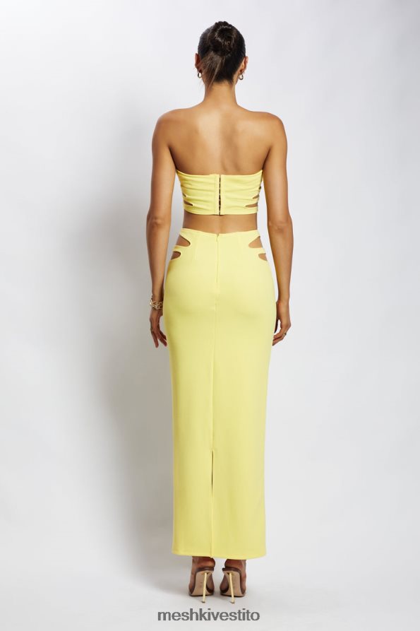 Meshki top a fascia con cut-out di audrina vestiario giallo 6L048P1190