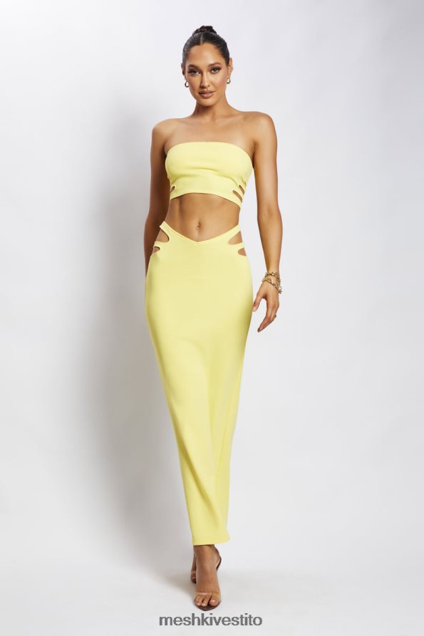 Meshki top a fascia con cut-out di audrina vestiario giallo 6L048P1190