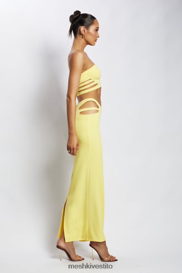 Meshki top a fascia con cut-out di audrina vestiario giallo 6L048P1190
