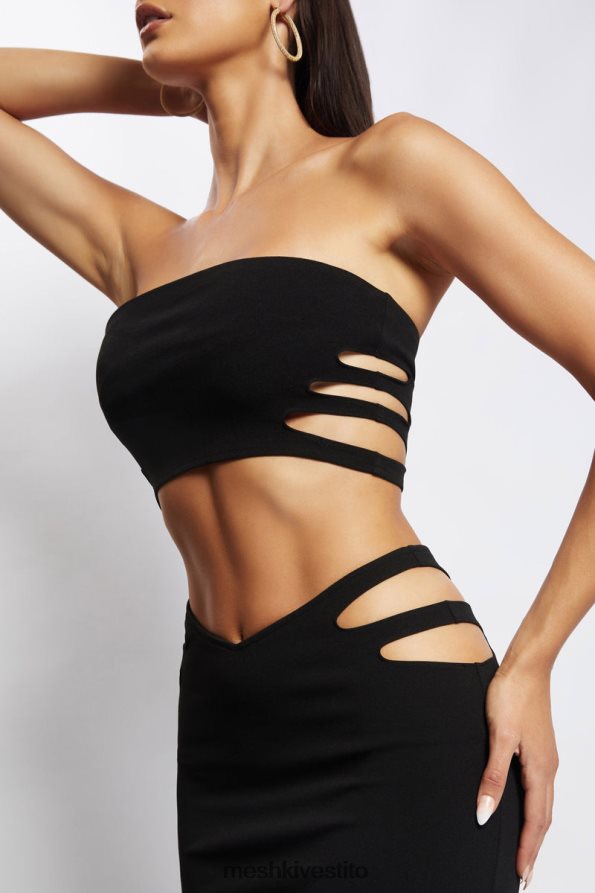 Meshki top a fascia con cut-out di audrina vestiario nero 6L048P1182