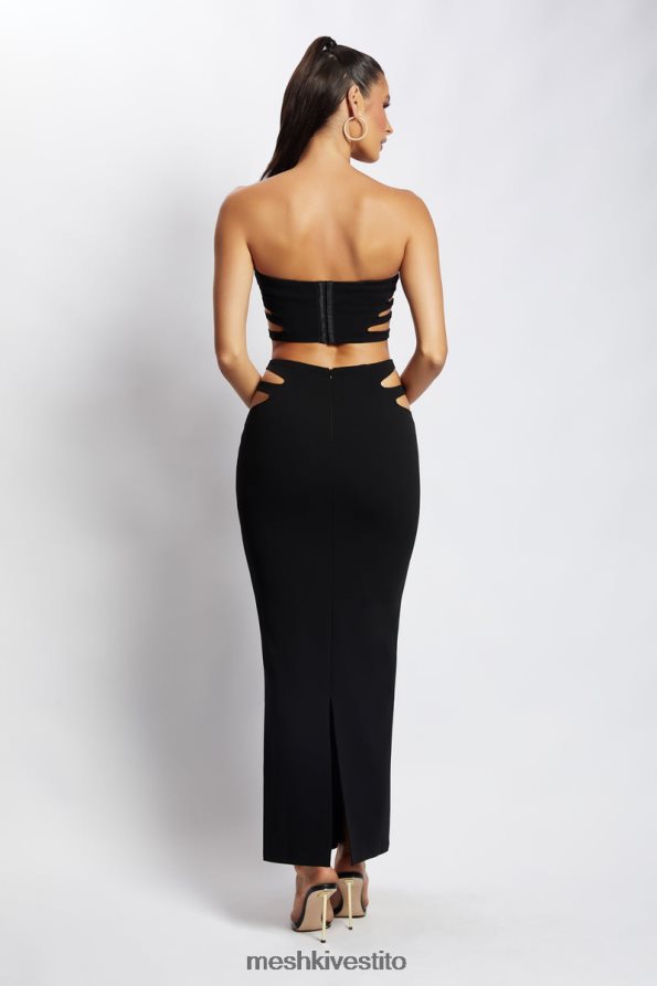 Meshki top a fascia con cut-out di audrina vestiario nero 6L048P1182