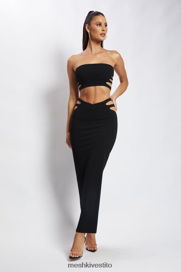 Meshki top a fascia con cut-out di audrina vestiario nero 6L048P1182