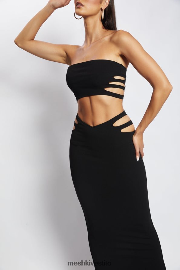 Meshki top a fascia con cut-out di audrina vestiario nero 6L048P1182