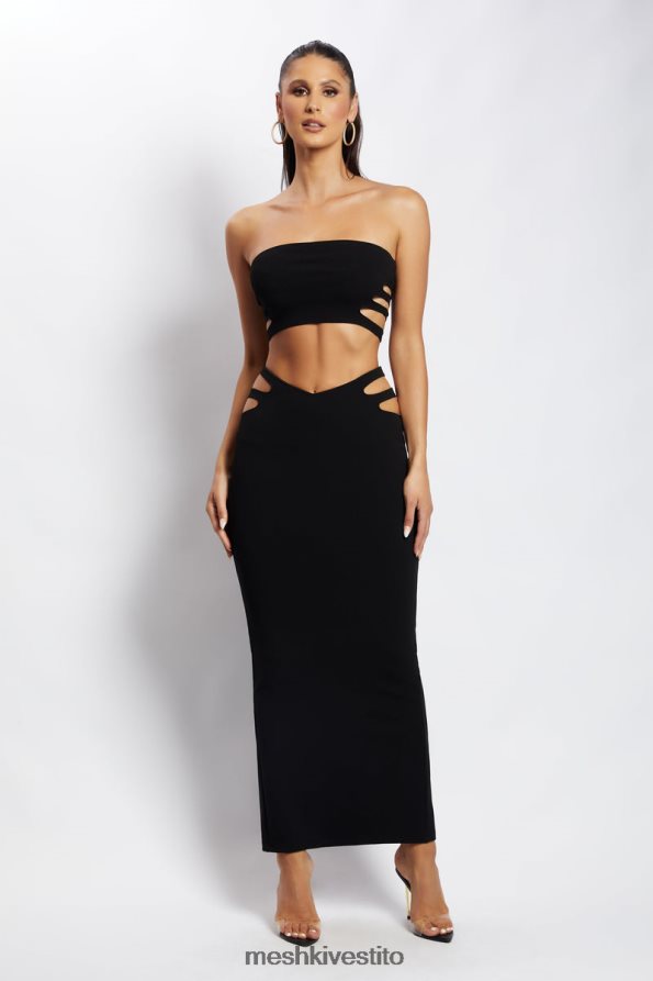 Meshki top a fascia con cut-out di audrina vestiario nero 6L048P1182