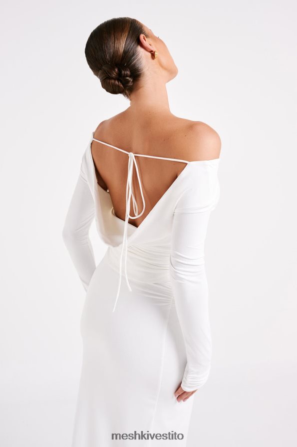Meshki top a maniche lunghe in nylon riciclato Emma vestiario bianco 6L048P751